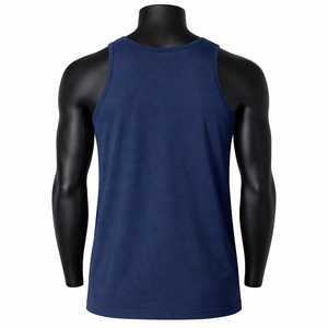 Camiseta sin mangas azul marino para hombre, cuello redondo, algodón, informal, camiseta sin mangas negra de punto, camiseta sin mangas de color sólido para hombre - Product Image 3