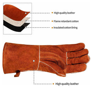 Guantes para soldadores de cuero de vaca de Palma de hockey, guantes resistentes al calor y a las chispas, seguridad para las manos, guantes duraderos para extinción de incendios - Product Image 4