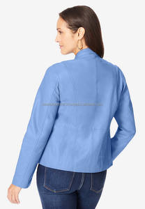 Personalizable sólido de talla grande de las mujeres de cuello alto corto chaqueta de cuero de oveja de punto transpirable alto invierno/otoño - Product Image 3