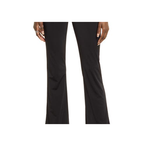 Pantaloni a Zampa Neri a Vita Alta di Taglia Media in Maglia Lucida con Dettagli Aperti - Product Image 6