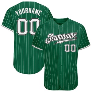 Direct Engro Sportswear Industry Custom Kelly Green White Pinstripe Blanc-Gris Maillot de baseball authentique Design grande taille - Product Image 1