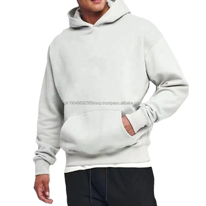 Sweat-shirts à capuche en coton lourd de haute qualité sans cordon, personnalisés, unis, noirs, coupés et cousus, 2026 - Product Image 4