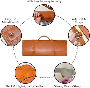 Sac organisateur de couteaux en cuir durable avec options personnalisables pour le rangement sécurisé en cuisine et un transport facile - Product Image 4