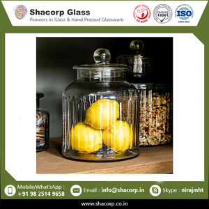 Ensemble de bocaux de stockage en verre au design moderne Bocal de stockage en verre nervuré produit à la main à bas prix - Product Image 2