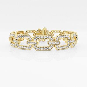 Pulsera de diamante redondo de moissanita de lujo en plata de ley S925 con estilo de enlace, joyería helada para mujer - Product Image 1