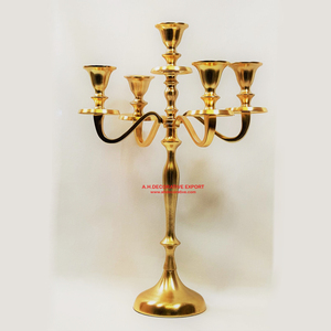 Candélabre carré en métal argenté à 5 branches, avec bougeoirs en verre, pour centre de table de mariage, décoration lumineuse, grand modèle à 5 bras, fait main - Product Image 5