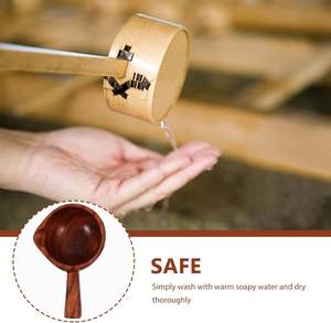 Louche à eau en bois Rétro Bailer en bois Cuillère à riz en bois Cuillère à sel de bain Cuisine Louche de service Louche à eau japonaise avec poignée - Product Image 4