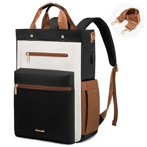 LOVEVOOK 2024 New Style Laptop Bag with USB Port Work Tote Bag Convertible Daypack Business Travel Laptop Backpack for Women