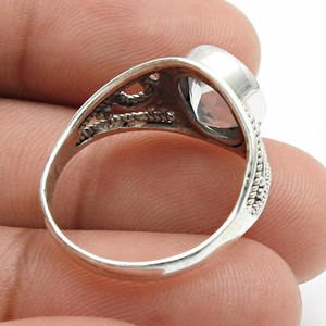 Quartz Rose Naturel Gemme 925 Argent Sterling Forme Ovale Bague Bohème Bijoux Faits à la Main Prix de Gros Fournisseurs en Vrac Inde - Product Image 4