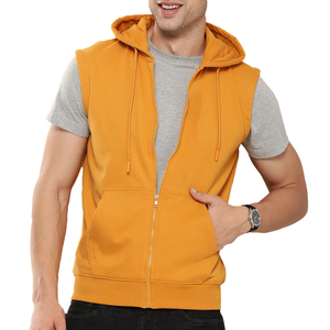 Sudadera con capucha con cremallera para hombre hecha a medida de algodón 100%, ropa deportiva sin mangas para otoño con cuello con capucha para uso en el gimnasio - Product Image 1