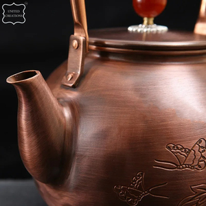 Bouilloire à thé en cuivre martelé solide épais personnalisée avec poignée à bobine délicate température parfaite théières et bouilloires - Product Image 3