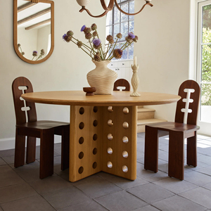 Table à manger moderne en bois massif en teck naturel pour hôtels, villas et maisons - Scottie - Product Image 1