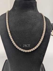 Ultra Round Cut Diamond Tennis <b>Necklace</b> 25.00 Ct DEF VVS Lab Grown Diamond In 14K Solid Gold Special Occasion Party Wear - Product Image 1