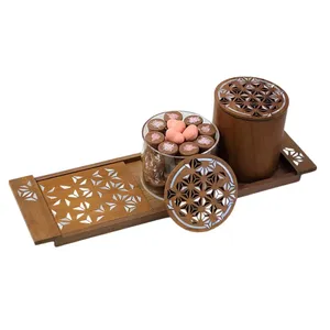 Plateau en bois incrusté de MOP de conception la plus récente avec boîte de chocolat acrylique de luxe pour le cadeau de l'Aïd Ramadan fabriqué à la main du Vietnam - Product Image 1