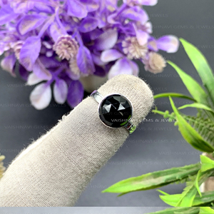 Anillos de Ónice Negro Natural de Último Diseño, Plata de Ley 925, Piedra Preciosa Redonda de 10 mm, Joyería Bohemia Minimalista para Mujer - Product Image 2