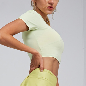 Camisetas de sublimación para mujer, lisas, personalizadas, para gimnasio, top corto, para entrenamiento de verano, ligeras y ajustadas - Product Image 3