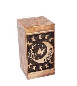 Handcrafted Floral Half Moon <b>Wooden</b> <b>Urns</b> <b>for</b> Human <b>Ashes</b> Adult Large - Butterfly Cremation <b>Urn</b> <b>for</b> <b>Ashes</b> - Burial <b>Urn</b> - Product Image 3