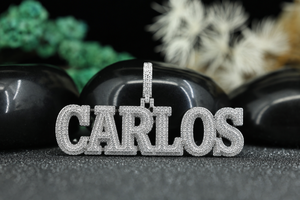 Collar con Colgante Personalizado Carlos, Plata 925, Cristal, Micro Pavé, Joyería Hiphop Brillante, Unisex, Regalo - Product Image 1