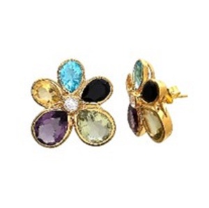 Pendientes de plata de ley 925 con forma de pera y óvalo, Gema múltiple, novedad - Product Image 1