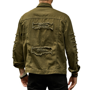 Chaqueta vaquera resistente verde algodón 100% para hombre, diseño Vintage en blanco, estilo deportivo transpirable, estilos personalizables, piel de vaca - Product Image 2