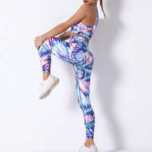 Conjunto de ropa deportiva transpirable elástica de alta calidad para mujer, pantalón de Yoga sin costuras de talla grande con patrón sólido para Fitness y Yoga - Product Image 4