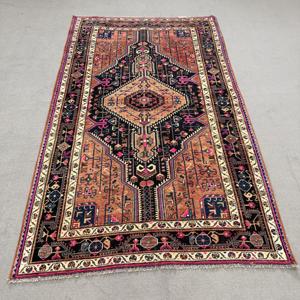 Alfombra Turca Vintage de 4.6x7.7 pies (139x234 cm), Alfombra Azul Marrón con Diseño de Camuflaje - Product Image 1