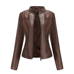Vestes pour femmes en gros moto coupe-vent en cuir de mouton véritable veste imprimé mode Bomber printemps en cuir véritable - Product Image 1