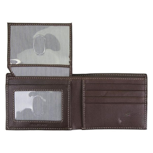 <b>Men's</b> Genuine Leather Slim <b>Wallet</b> With Striped Lining Fold Closure Card Holder Short Length Minimalist Design - Product Image 3
