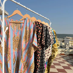 Ikat Print Kaftan Daily Comfy Sleepwear Beach Coverup Vestido de talla grande Block Print Long Caftan Lounge Wear Maxi Túnica de algodón Regalo - Product Image 1