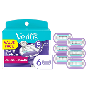 GilletteVenus Deluxe Smooth Swirl Womens <b>Razor</b> <b>Blade</b> Refills, 6 Count, Moisture Ribbon to Protect Against Irritation - Product Image 5