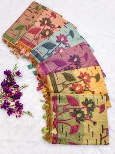 Pichwai Lotus tejido Muga algodón Sari amantes de la moda diseñador indio último tradicional fiesta elegante Festival Ropa Étnica mujeres - Product Image 3