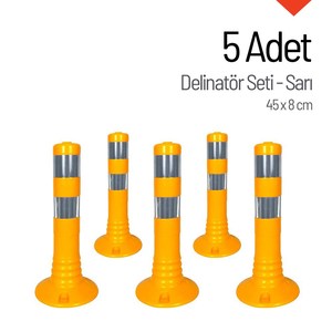 แผงกั้นจราจรสีเหลืองแบบยืดหยุ่น 5 ชิ้น ขนาด 45 x 8 ซม. - Product Image 1