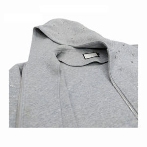 Pull à capuche doublé brodé de diamants colorés personnalisés de haute qualité, 100% coton, pour homme, automne, poids lourd, entièrement orné de strass, fermeture éclair - Product Image 4