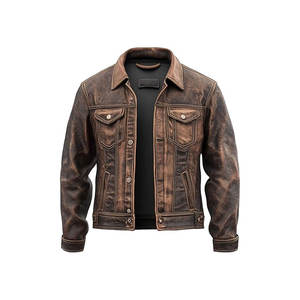 Veste de motard vintage d'hiver, veste courte en cuir PU - Product Image 5