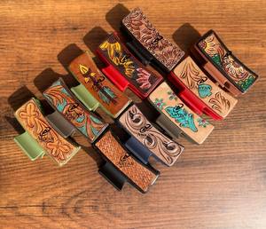 New Arrival Hot Selling Western Stylish Handmade <b>Tooled</b> <b>Engraved</b> Leather Hair Claw Clips Leather Claw Hair Accessories for Women - Product Image 1