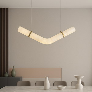 Lámpara de araña de alabastro de lujo hecha a mano, piedra Natural, colgante largo ovalado, sala de estar, diseño moderno, iluminación de techo LED - Product Image 2