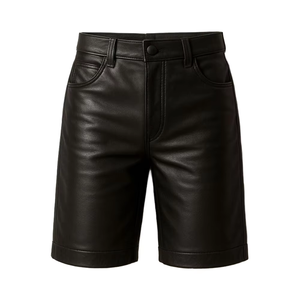 Pantalones Cortos Clásicos de Cuero Genuino para Hombre con Bolsillos Laterales, Ropa Casual y Urbana - Product Image 1