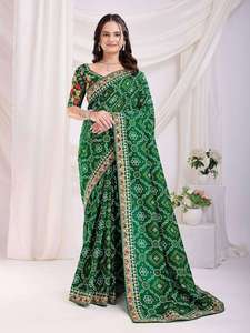 Exclusive Designer Brocade Designer Saree Best For Wedding And Festival Modern Ethnic Bandhani Collection Export Grade - Product Image 4