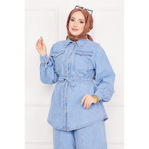 Conjunto de Mezclilla con Cinturón y Bolsillos para Mujer, Lavado Snow Wash - Atuendo Cómodo y Elegante - Product Image 2
