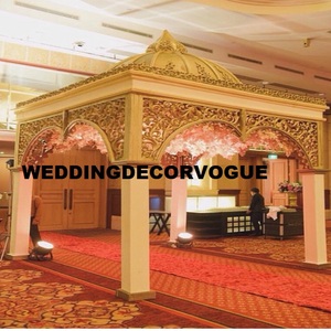 Nueva boda tallada Golden Mandaps boda hindú Mandap fabricante diseño hermoso Mandap para la venta personalizado en; 10122740 - Product Image 3