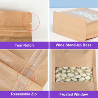 Pochette en papier kraft à fond plat avec fermeture éclair pour l'emballage d'aliments et de friandises pour animaux de compagnie, impression personnalisée, vente en gros et programme d'approvisionnement en vrac