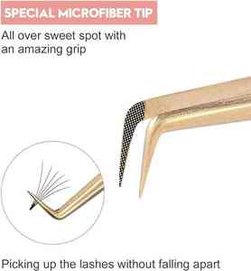 Pince à cils à volume de 90 degrés Pince à cils greffée à pointe en fibre Pince à épiler à pointe en fibre pour extension de cils - Product Image 3