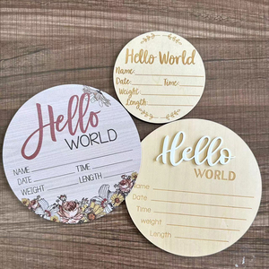 Cartes <span class=keywords><strong>de</strong></span> développement en bois 3D pour nouveau-né, motif rond, panneau en bois, lettres, annonce <span class=keywords><strong>de</strong></span> naissance, décoration <span class=keywords><strong>de</strong></span> chambre d'enfant, cadeau <span class=keywords><strong>de</strong></span> naissance - Product Image 6