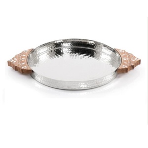 Food Server Trays <b>Gold</b> Plated Handle Wooden Tray <b>Top</b> Trend Home Hotel Table <b>Top</b> Dessert Fruit <b>Cake</b> Server Dishes Serving Tray - Product Image 5