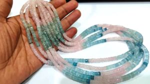 Natural Multi aguamarina morganita Rondelle facetado 4 a 6mm cuentas de piedras preciosas hebra 9,5 pulgadas de largo - Product Image 3