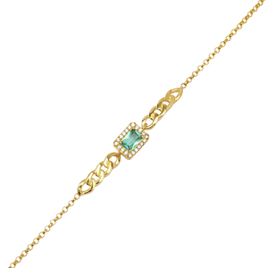 Emeraude CZ Pierre Baguette Pierre De Coupe Design Élégant Bracelet À Breloques Turc En Gros 925 Bijoux En Argent Sterling - Product Image 3