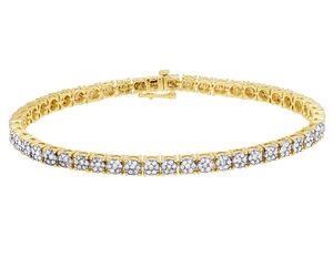 Classic Style Round Moissanite Diamond in S925 Sterling <b>Silver</b> Gold Plated <b>Charm</b> <b>Bracelet</b> for Women Elegant Jewelry Wedding Gift - Product Image 1