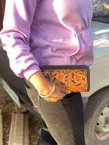 Cartera de mano de cuero tallado para mujer, cartera de mano, de mano, elegante, única - Product Image 6