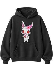 Sudadera con capucha unisex extragrande con bordado personalizado de gato, estilo urbano - Product Image 4