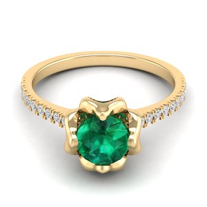 แหวนหมั้นเพชรแท้ REYES Elegance ทองคำ 14K ประดับพลอยมรกตทรงกลม 1 กะรัต ของขวัญเครื่องประดับสำหรับผู้หญิง - Product Image 6